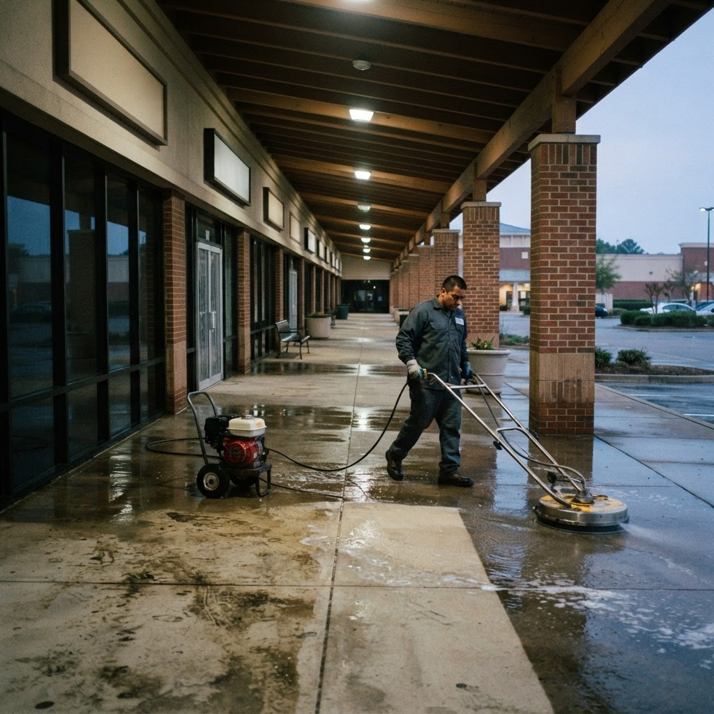 Commercial Concrete Cleaning on a DeKalb County commercial property